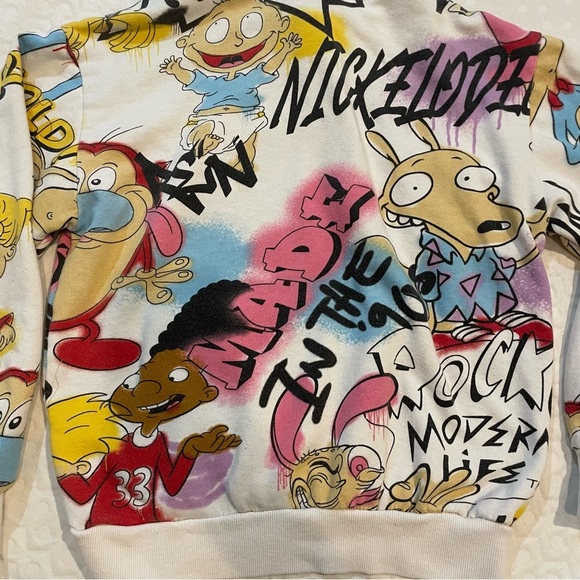 Vintage “Made in the 90’s” Nickelodeon Graffiti Print Rugrats Hoodie Small Men’s - Picture 5 of 6